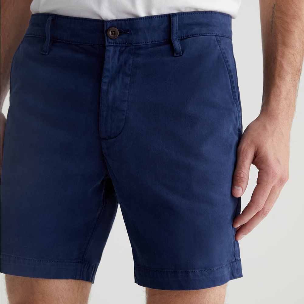 AG Adriano Goldschmied Deep Blue Flat Front Slim Shorts in W33